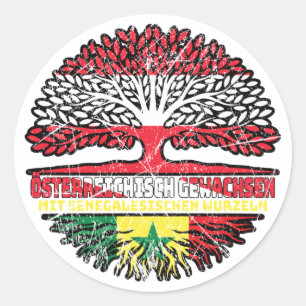 Pegatina Redonda Senegal Senegalesisch Österreichisch Österreich