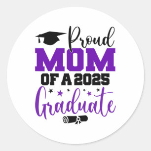 Pegatina Redonda Senior 2025 Orgullosa Mamá De Un Cl De 2025 Gradua