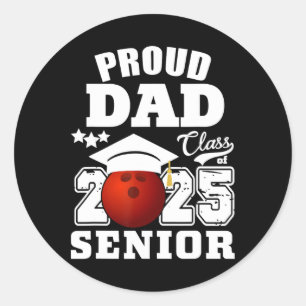 Pegatina Redonda Senior 2025 Orgulloso Padre De Un Grado De Bolos D