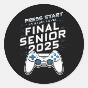 Pegatina Redonda Senior 2025 Promoción 2025 Jugador Videojuegos