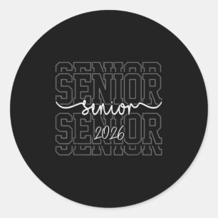 Pegatina Redonda Senior 2026 Cl De 2026 Año Escolar Graduación Homb