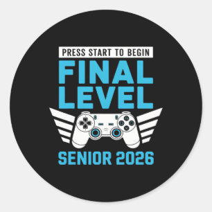 Pegatina Redonda Senior 2026 Clase de 2026 Jugador Senior Videojueg