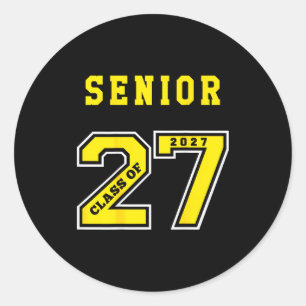 Pegatina Redonda Senior 2027 (dorso) oro clase de 27 jersey