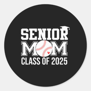 Pegatina Redonda Senior Béisbol Mom Senior Mom Cl De Graduati 2025