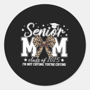 Pegatina Redonda Senior Mom 2025 Graduation Cl De 2025 Coquette Bow
