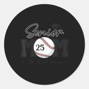 Pegatina Redonda Senior Mom The Final Inning Baseball Cl Of 2025 Wo