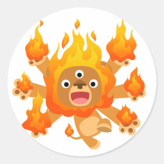 Pegatina Redonda ¡¡Señor del Fuego!! (lindo personalizado león) Peg