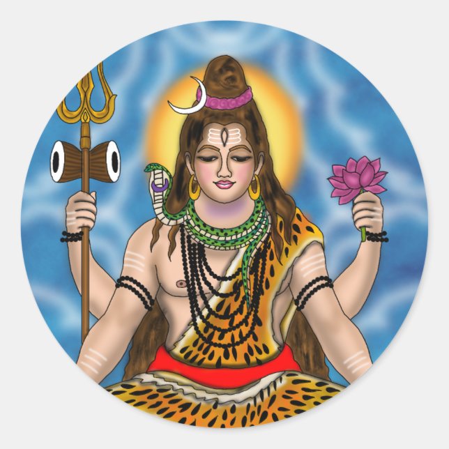 Pegatina Redonda Señor Shiva  (Anverso)