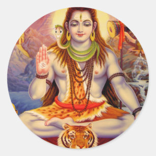 Pegatina Redonda Señor Shiva Meditating Sticker
