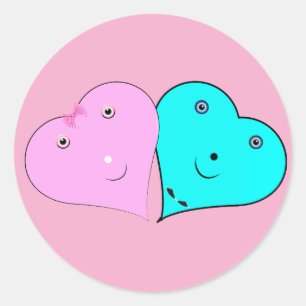 Pegatina Redonda señor y señora corazones