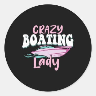 Pegatina Redonda Señora de la navegación loca - Amante de los barco
