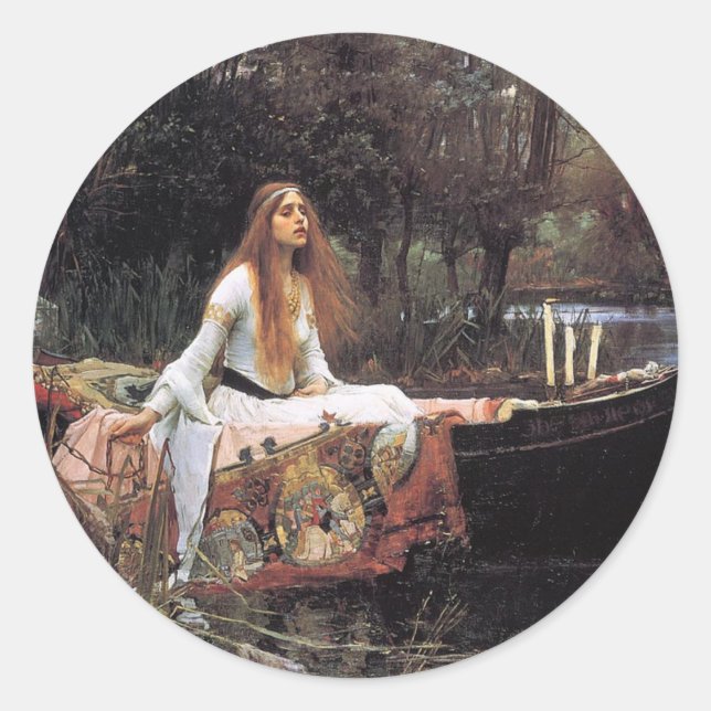 Pegatina Redonda Señora de Shalott (Anverso)