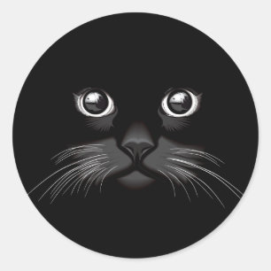 Pegatina Redonda Señora Gata Loca Divertida Gatito Negro Mamá