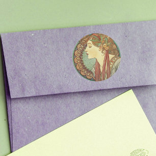 Pegatina Redonda Señora Stickers del art déco