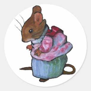 Pegatina Redonda Señora Tittlemouse, después de Beatrix Potter: