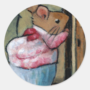 Pegatina Redonda SEÑORA TITTLEMOUSE (en pastel del aceite) despué