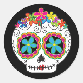 Pegatina Redonda Señorita Calavera