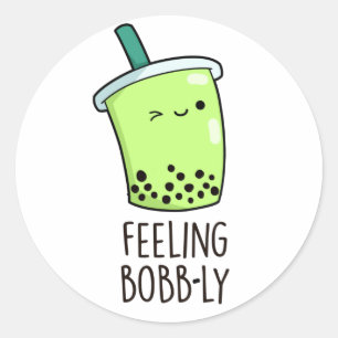 Pegatina Redonda Sensación de Bobb-ly Funny Boba Tea Pun