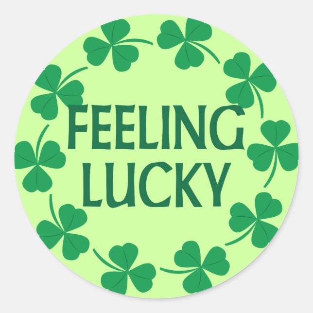 Pegatina Redonda Sensación de Shamrock afortunado (Anverso)