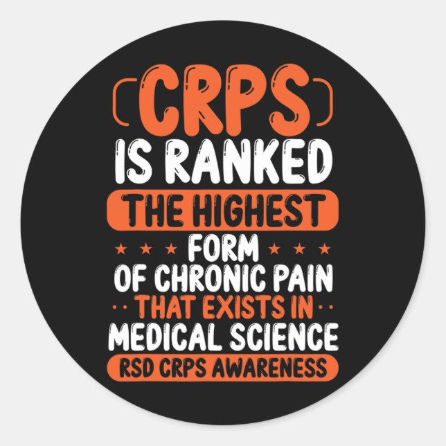 Pegatina Redonda Sensibilización Crps Dolor Crónico Naranja Cinta R (Anverso)