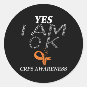 Pegatina Redonda Sensibilización Crps Dolor Crónico Naranja Cinta R