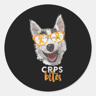 Pegatina Redonda Sensibilización de CRPS - CRPS muerde a perro