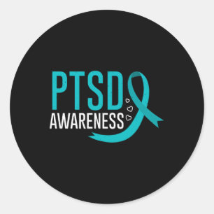 Pegatina Redonda Sensibilización del Ptsd Salud Mental Después Del