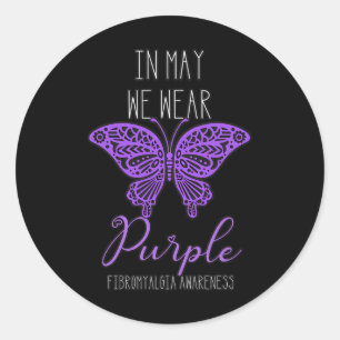 Pegatina Redonda Sensibilización En Mayo Usamos Mariposa Morada