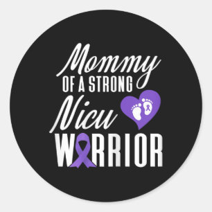 Pegatina Redonda Sensibilización prematura, mami Nicu Warrior Preem