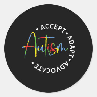 Pegatina Redonda Sensibilización sobre autismo Aceptar defensa adap