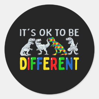 Pegatina Redonda Sensibilización sobre autismo Dinosaurios niños es