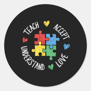 Pegatina Redonda Sensibilización sobre autismo El profesor Sped Tea