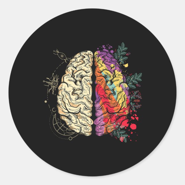 Pegatina Redonda Sensibilización sobre el autismo en salud mental (Anverso)