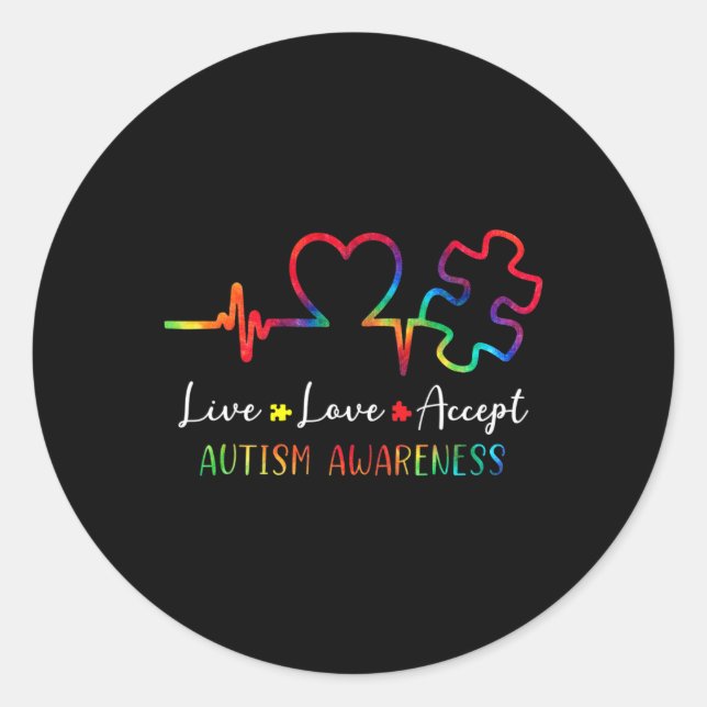 Pegatina Redonda Sensibilización sobre el autismo Hombres Mujeres N (Anverso)