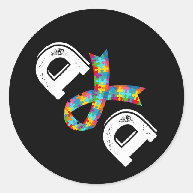 Pegatina Redonda Sensibilización sobre el autismo Padre Aceptación  (Anverso)