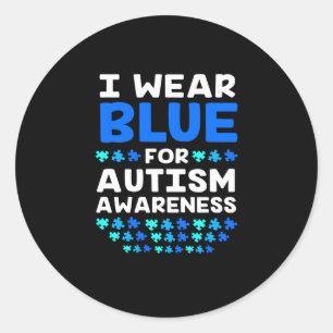 Pegatina Redonda Sensibilización Sobre El Autismo Que Llevo Azul Pa