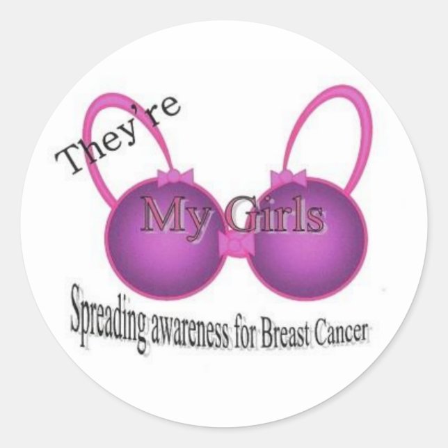 Pegatina Redonda Sensibilización sobre el cáncer de mama (Anverso)