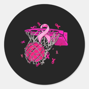 Pegatina Redonda Sensibilización sobre el cáncer de mama Baloncesto