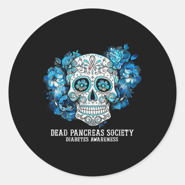 Pegatina Redonda Sensibilización sobre la diabetes Sociedad de Pánc (Anverso)