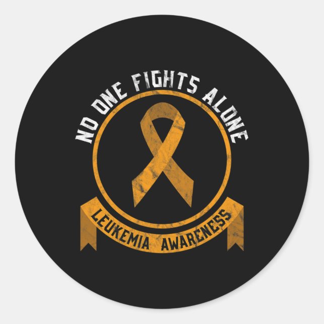 Pegatina Redonda Sensibilización sobre la leucemia frente al cáncer (Anverso)