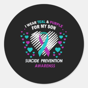 Pegatina Redonda Sensibilización Sobre La Prevención Del Suicidio ・