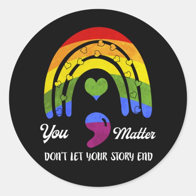 Pegatina Redonda Sensibilización sobre la salud mental de Semicolón (Anverso)