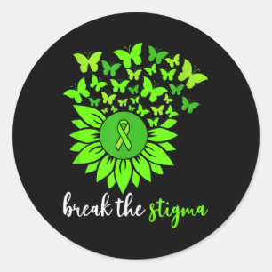 Pegatina Redonda Sensibilización sobre la salud mental Rompe el Est