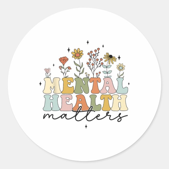 Pegatina Redonda Sensibilización sobre los problemas de salud menta (Anverso)