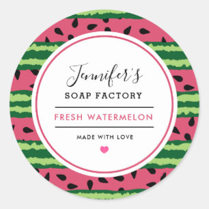 Pegatina Redonda Sentido de vaina de patrón de sandía suave