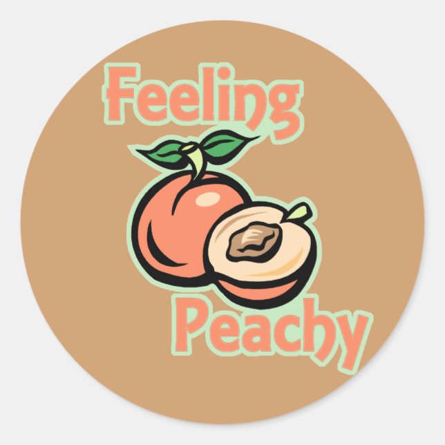 Pegatina Redonda Sentiendo a los Pegatinas de Peachy (Anverso)