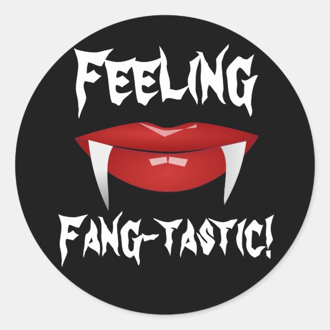 Pegatina Redonda "Sentiendo Fang-tastic!" (Anverso)