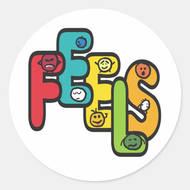 Pegatina Redonda Sentir los sentimientos (Anverso)
