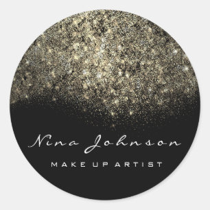 Pegatina Redonda Sepia Gold Black White Makeup Artiste Belleza