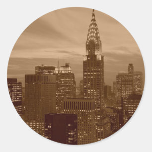 Pegatina Redonda Sepia Tone New York